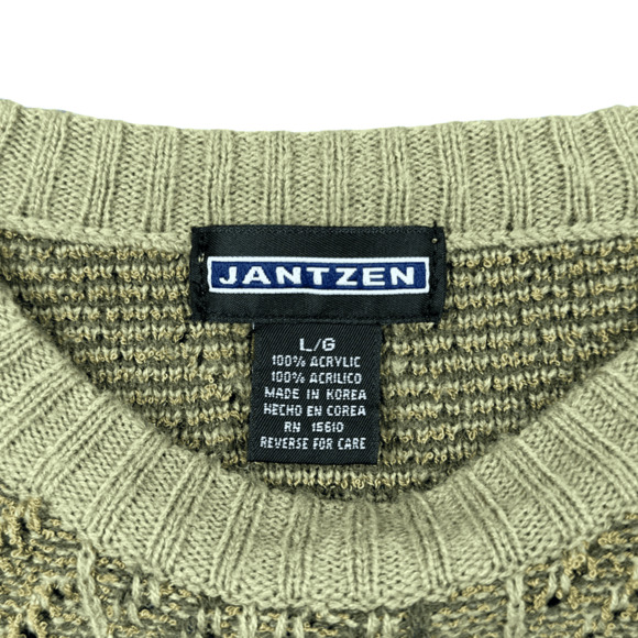 Vintage Jantzen Sweater Adult MEDIUM Brown Beige Pullover Striped 90s Cosby - Picture 3 of 5